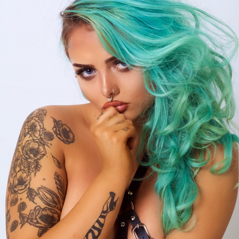 Katie Kitten, alternative, glamour, studio, tattoos, cork, ireland, topless, implied