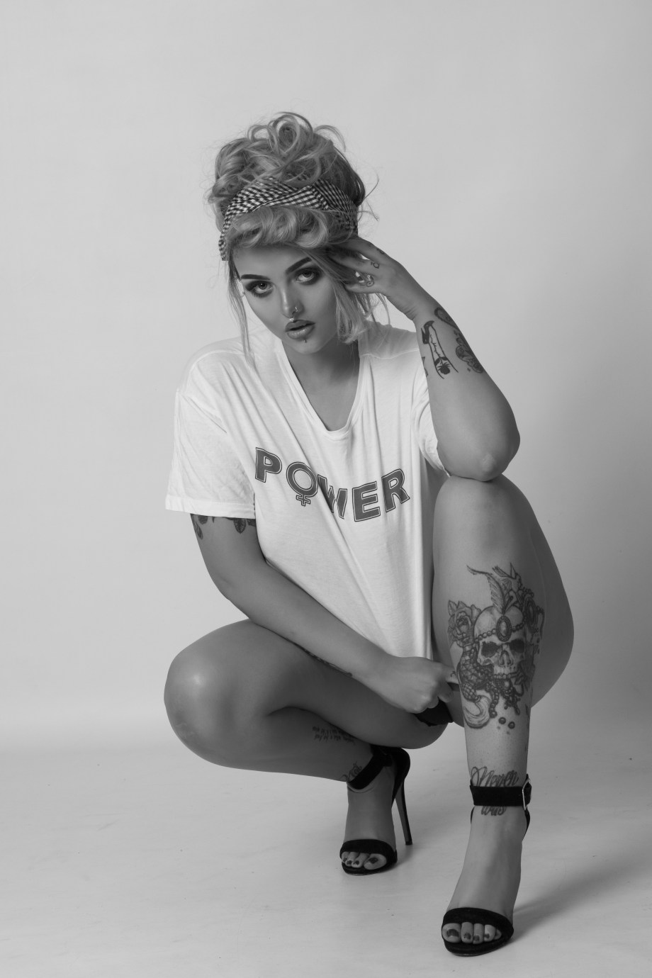 Katie Kitten, alternative, glamour, studio, tattoos, cork, ireland, black and white