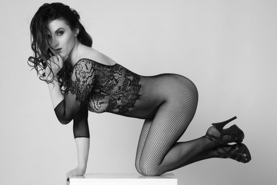 cherry chains, pole, dance, pole training, topless, black and white, implied, glamour, studio, bum