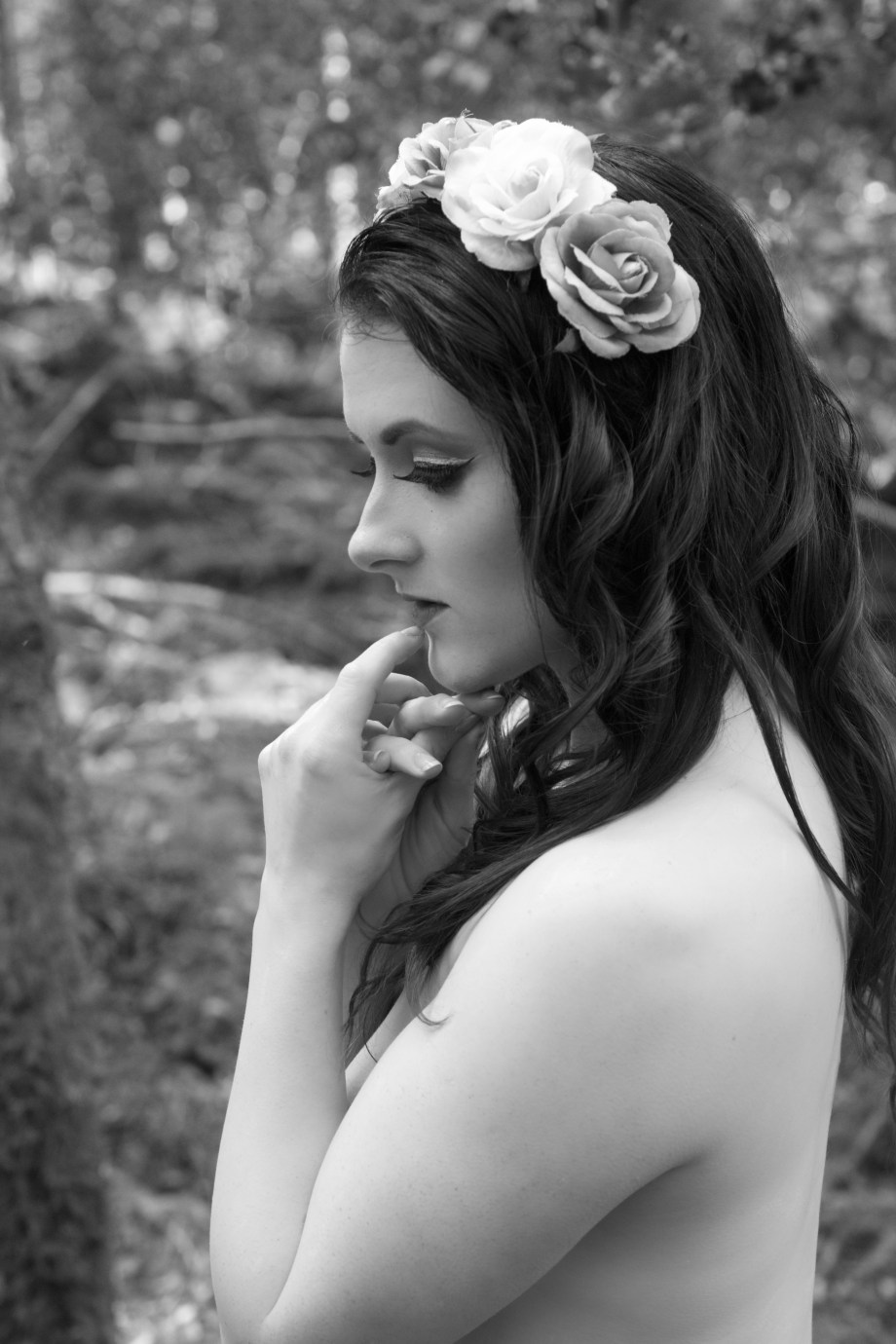 Cherry Chains, implied, topless, black and white, Carey's Castle, glamour, cork, vintage