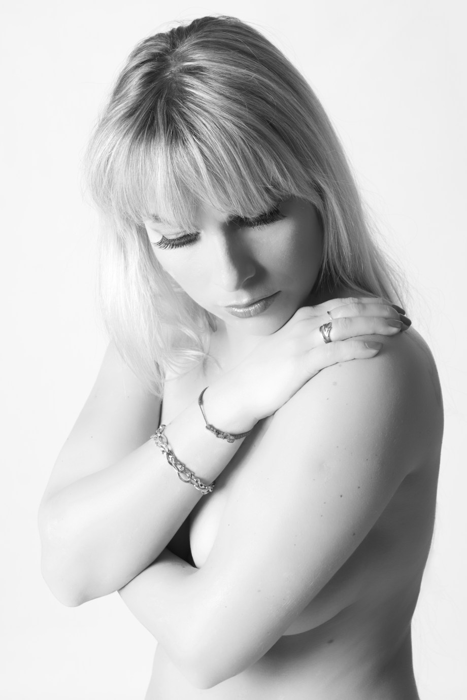 glamour, photoshoot, model, ireland, studio, topless, implied, black and white, cork, blonde