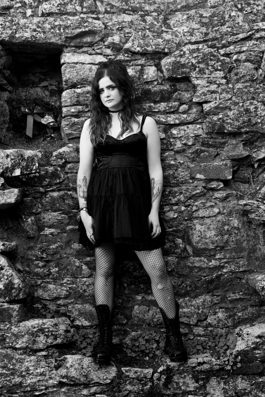 alternative, glamour, cork, kilcrea, abbey, black and white, gothic, eyes, samhain, silent movie