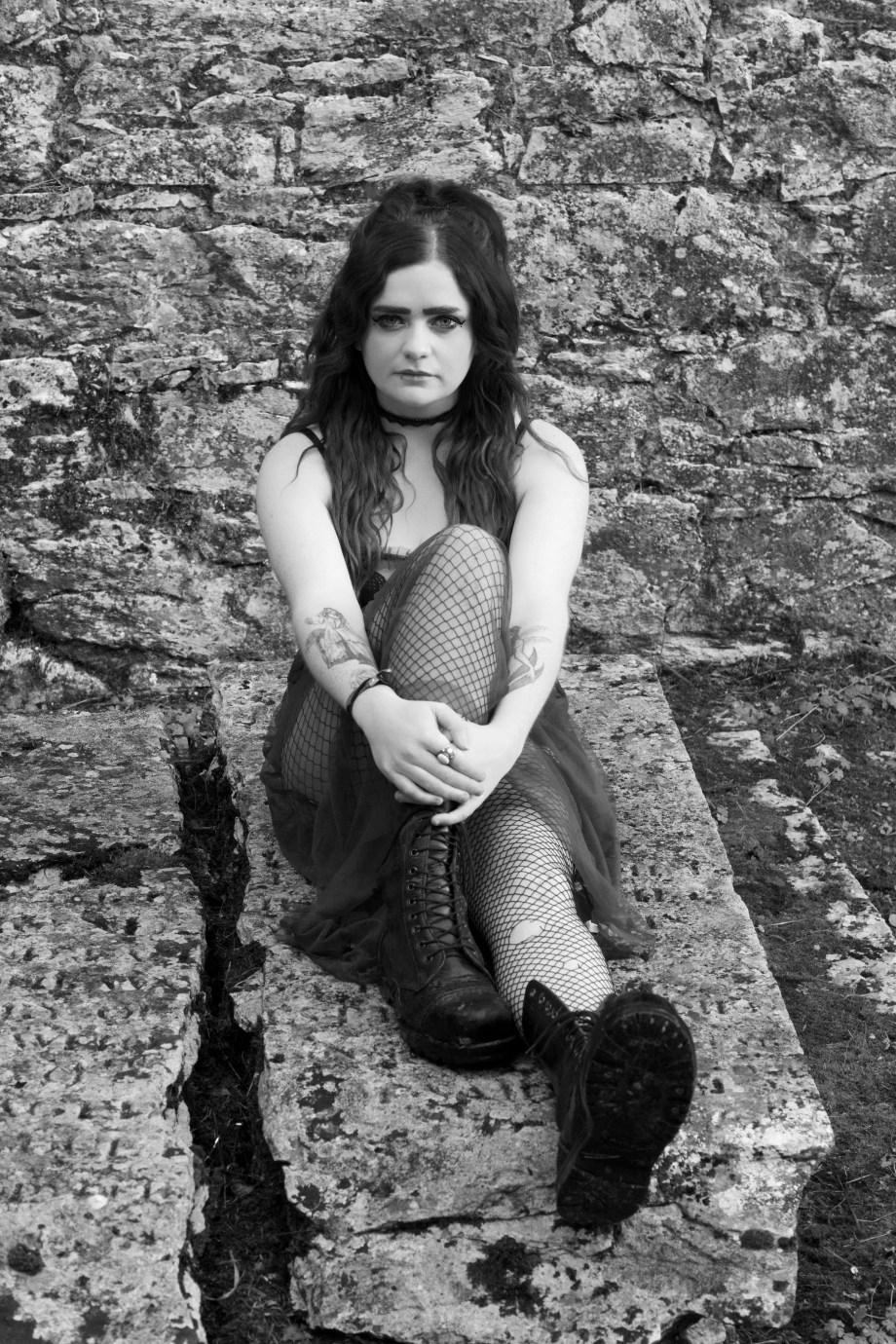 alternative, glamour, cork, kilcrea, abbey, black and white, gothic, eyes, samhain, silent movie