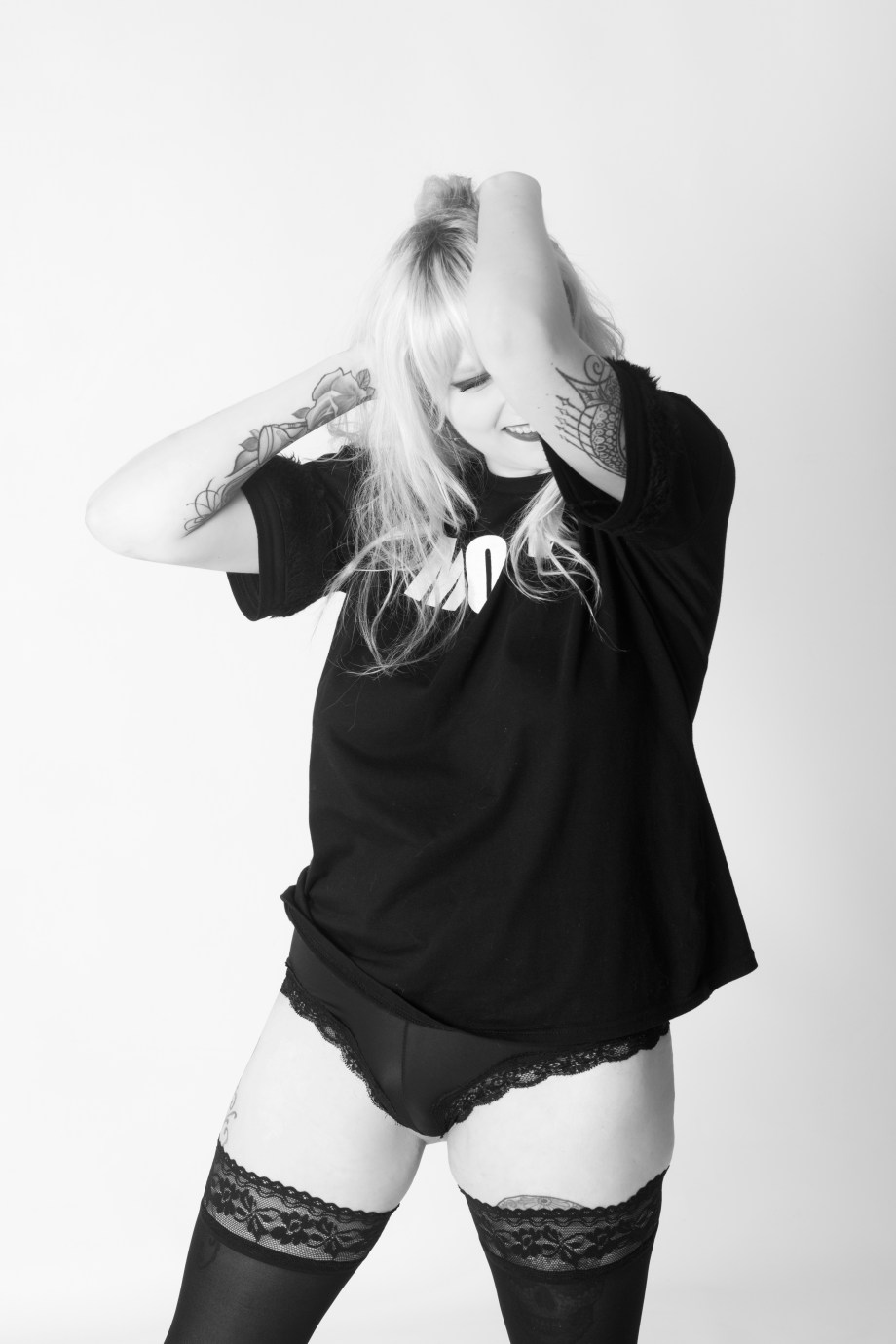 portrait, black and white, studio, glamour, ireland, cork, blonde, lingerie