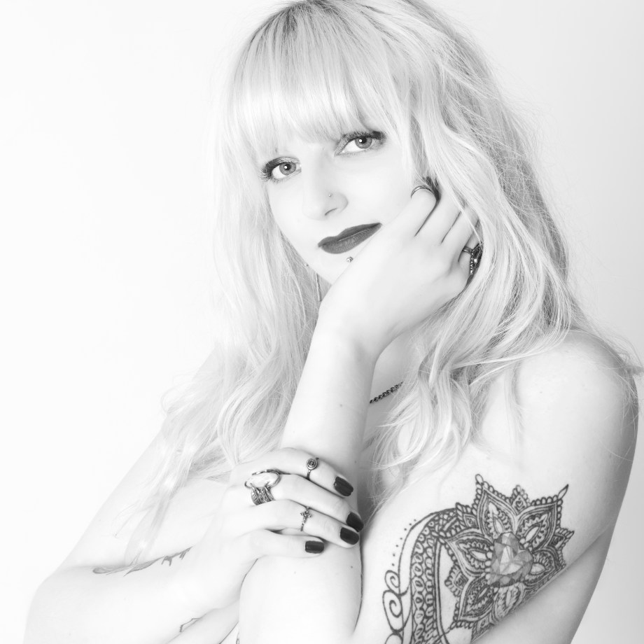 portrait, black and white, studio, glamour, ireland, cork, blonde, lingerie, topless, implied