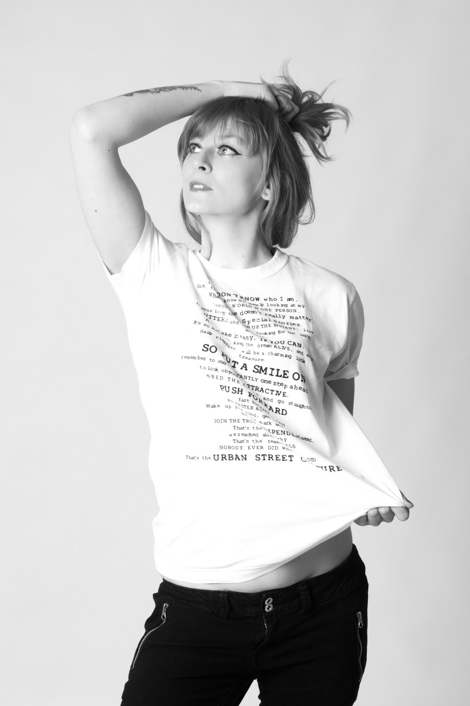 cork, portrait, glamour, studio shoot, jeans, denims, black and white