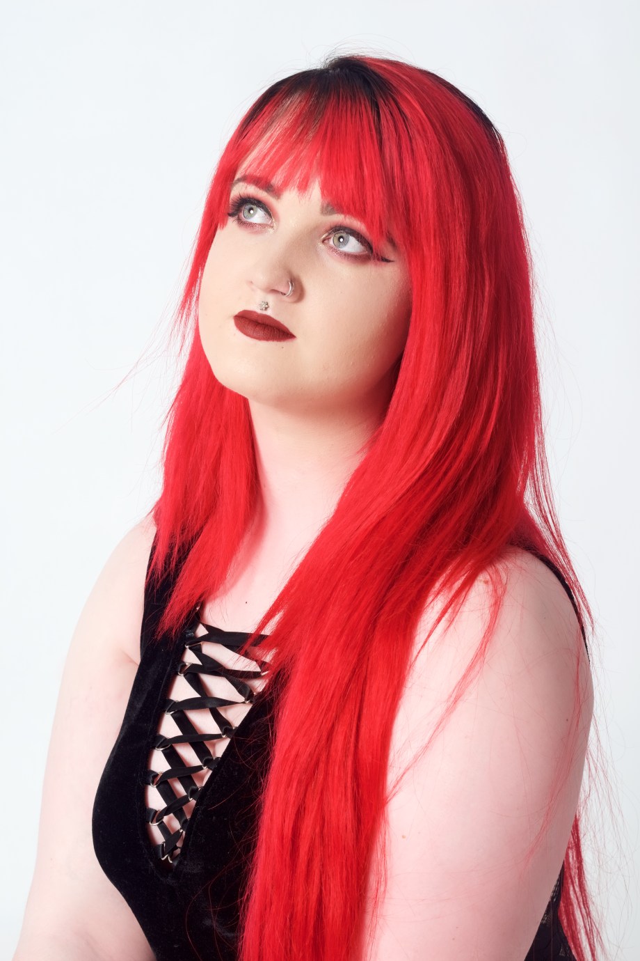 cork, glamour, photography, boudoir, velvet moon, red, hair, lingerie, studio, portrait