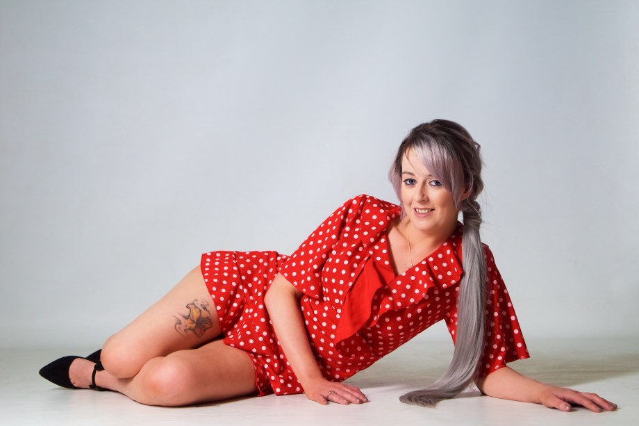 Cliona B, Glamour, Barbarella Band, photoshoot, studio, boudoir, topless