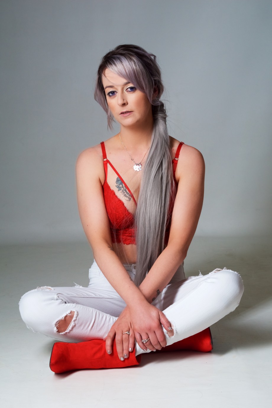 Cliona B, Glamour, Barbarella Band, photoshoot, studio, boudoir, topless