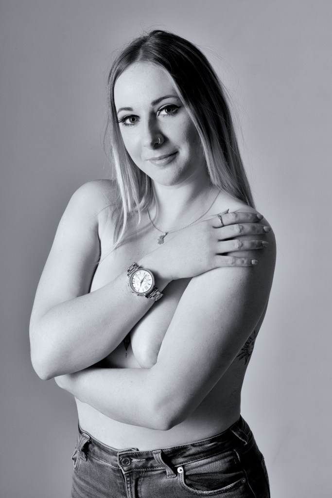 Cork, Glamour Photography, black and white, studio shoot, topless