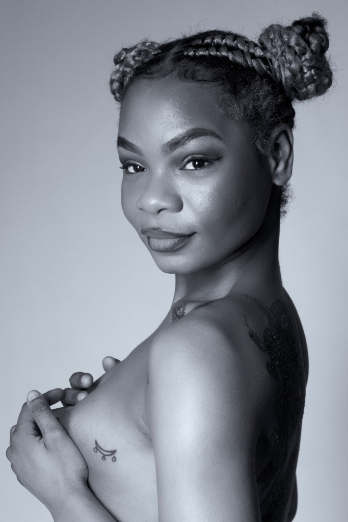 studio photography, cork, glamour, black and white, topless