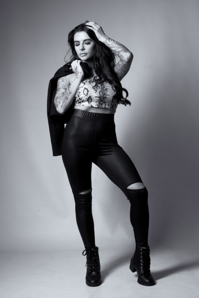 black and white, glamour, tattoos, studio shoot, cork, ireland, Julieanne Mccarthy