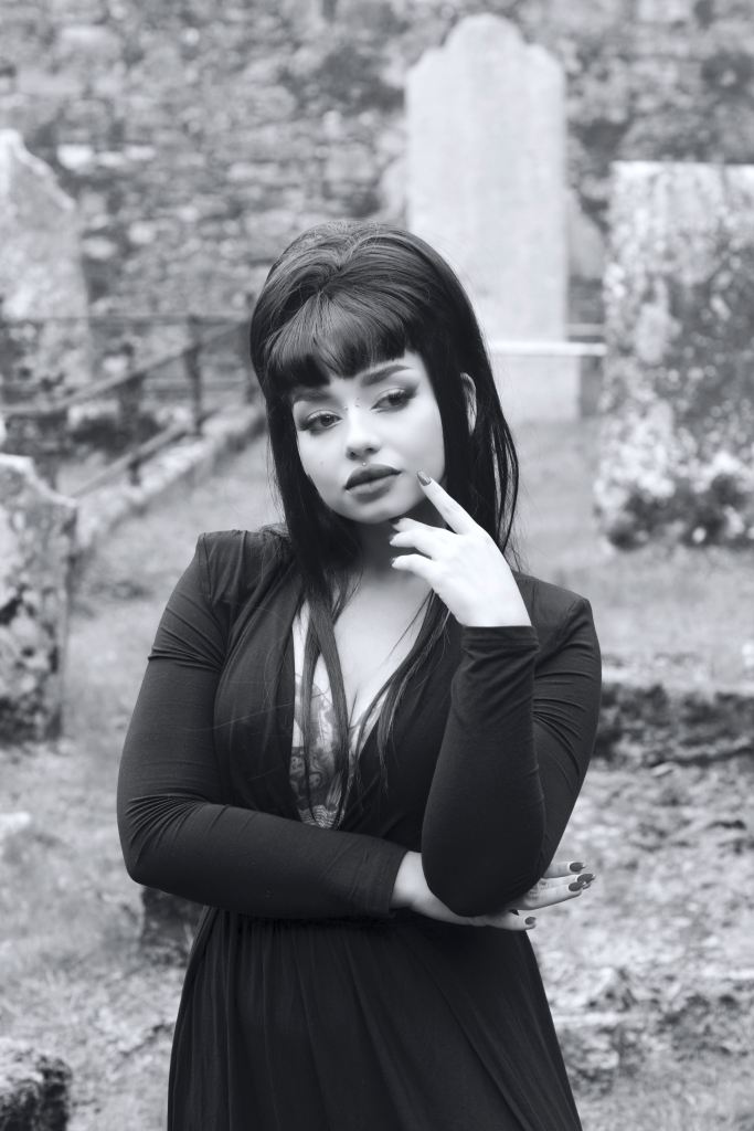 Altair Leiros, black and white, glamour, alt model, cork, ireland, Elvira