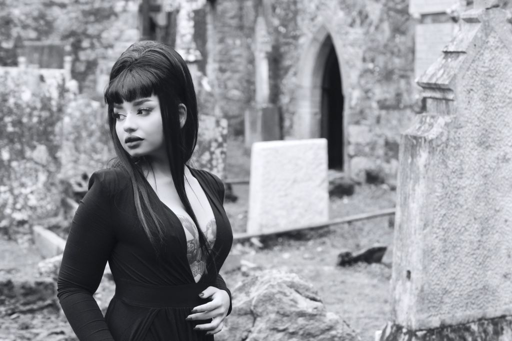 Altair Leiros, black and white, glamour, alt model, cork, ireland, Elvira