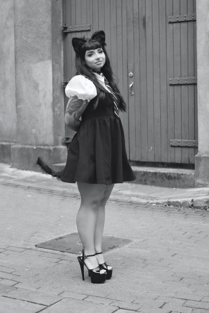 Catgirl, cork, ireland, Altair Leiros, anime, cosplay, black and white